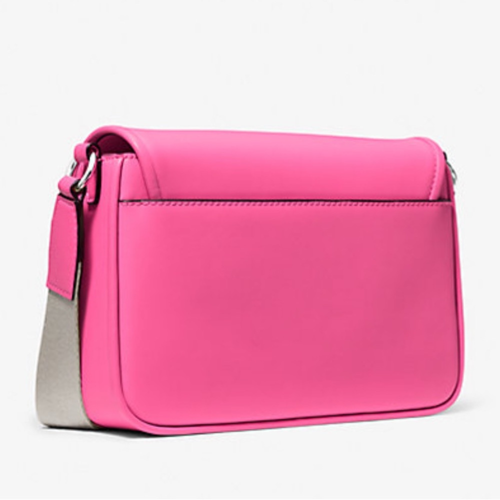 Michael Kors Bradshaw Medium Leather Messenger Bag Dragonfruit Pink NWT - Picture 12 of 13